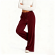 Burgundy Corduroy Wide-Leg Pants