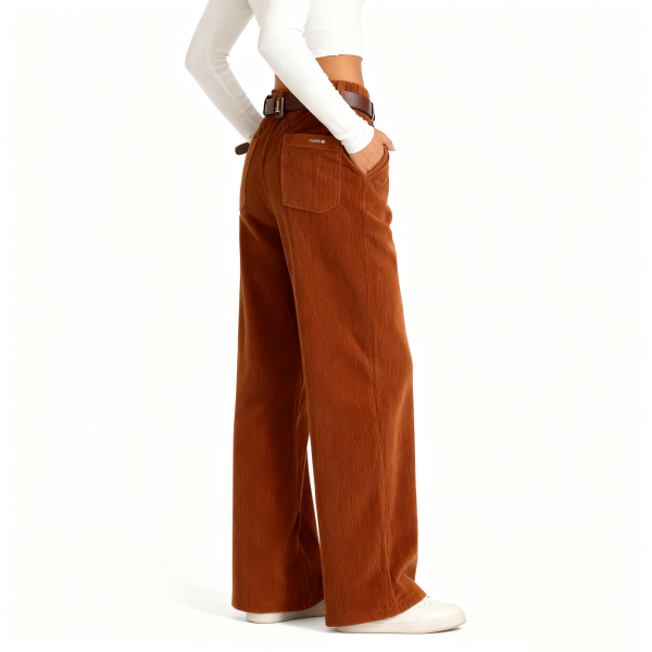 Rust Brown Corduroy Wide-Leg Pants