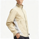 Beige Striped Panel Stand-Collar Jacket